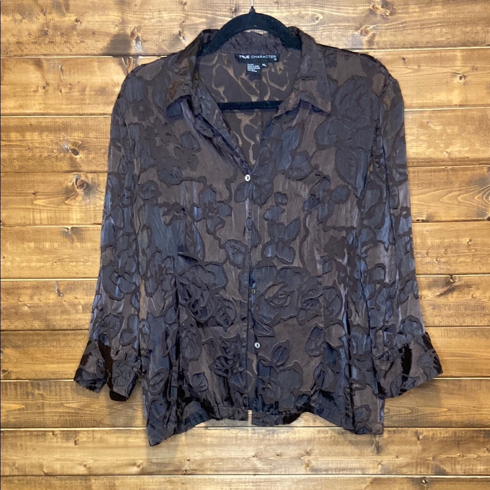 Chic Sheer Brown Blouse